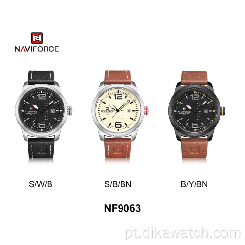 Naviforce 9063 calendário semana Dual Display Sport Relógios